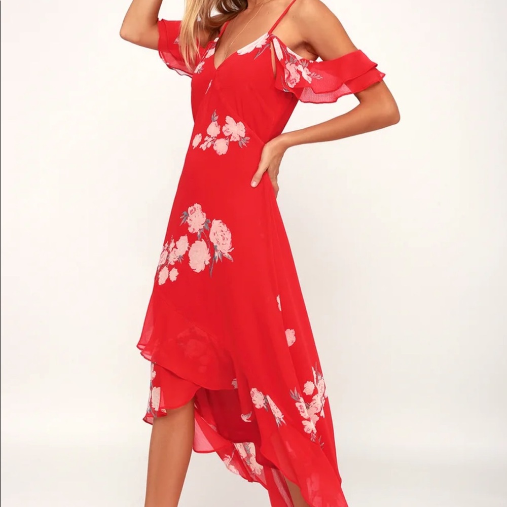 Red flower dress